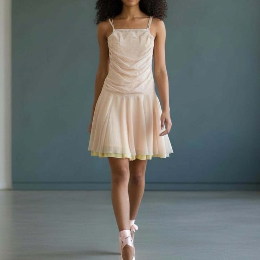 ✨ Light Pink Ballet Dresses with Yellow Lining – Set of Three ✨